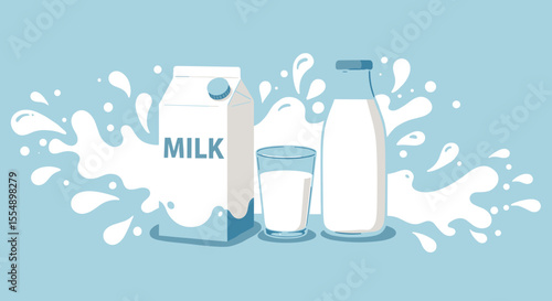 Fresh milk splash concept vector illustration for dairy product design in flat style