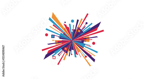 Abstract geometric burst vector illustration for modern design in vibrant flat style
