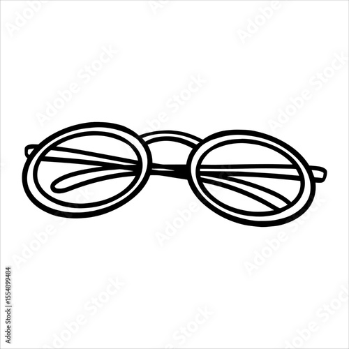 Glasses vector illustration. Drawing in line art style. Eye Glasses Silhouette. Glasses sketch painted by black inks. Black Eyeglasses illustration outline. Sunglasses icon vector. Outline engraving