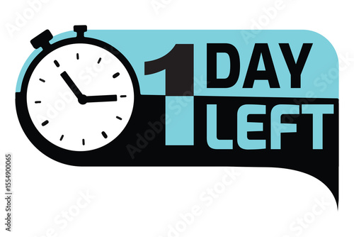 1 Day Left Countdown Timer Label with Clock Icon