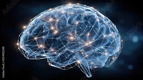 A luminous, 3D medical x-ray scan of a human brain in motion glows with blue light in the dark, illustrating the mind's energy and intelligence.