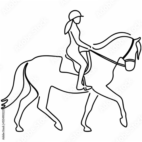 Elegant female equestrian riding a horse riding dressage