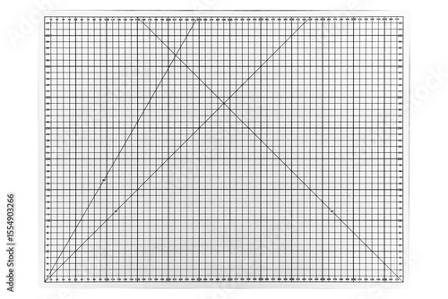 A big white cutting mat with a white grid is isolated.