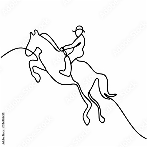 Equestrian rider on bucking horse dynamic motion rodeo jumping