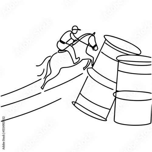 Horse and rider barrel racing action equestrian sport
