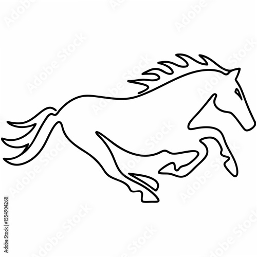 Wild horse galloping across white background running animal