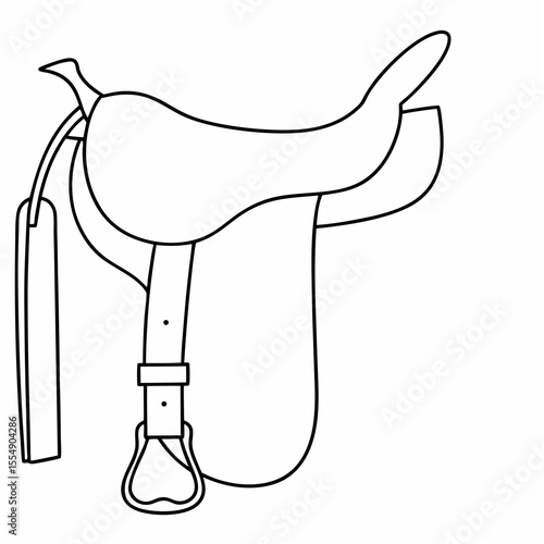 Western saddle and stirrup with strap horse tack leather strap