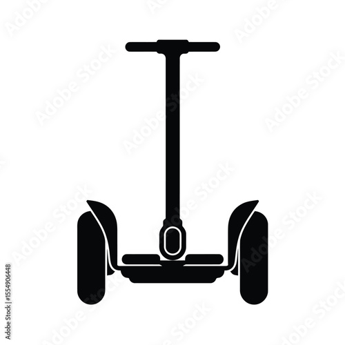 A black and white silhouette illustration of a Segway personal transport vehicle