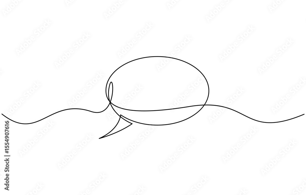 Obraz premium One line drawing Speech bubble vector. Communication chat messenger single line, Continuous one single line drawing of speech bubble icon. Talk text box, feedback message box and comment vector.
