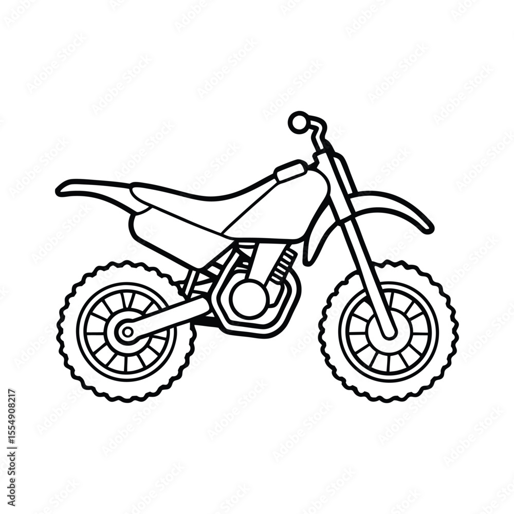 Obraz premium Dirt Bike Outline Clipart Vector Illustration Isolated on White Background