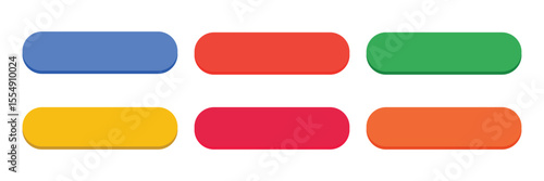 Action button web templates icon vector simple graphic flat illustration set, rectangle and rounded  interface elements empty blank orange red blue green purple color minimal modern image clipart.