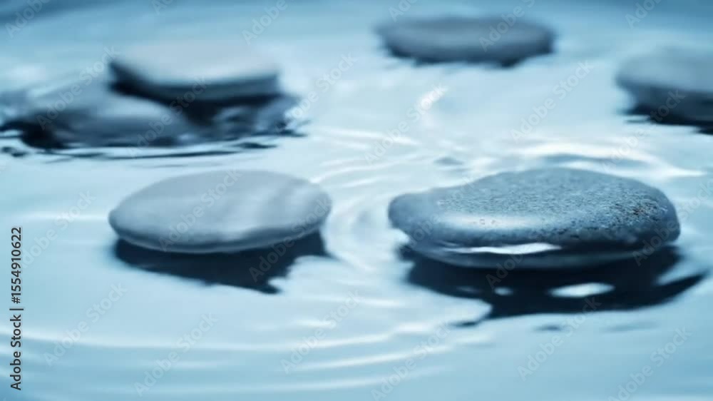 Floating Zen Stones with Ripples in Water Floating Zen Stones with Ripples in Water