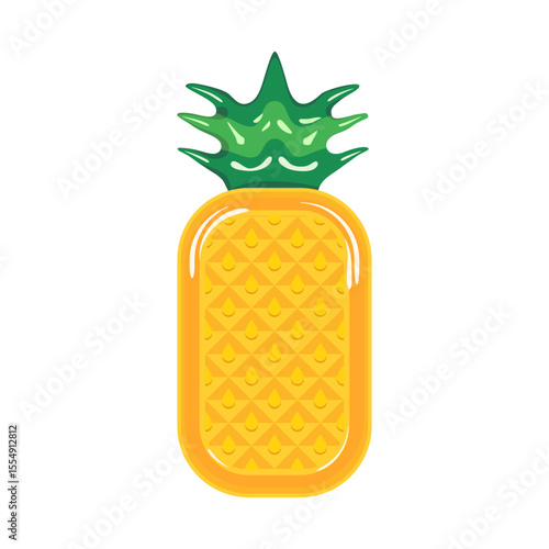 Vector of a pineapple-shaped swimming float with fun tropical pattern and glossy surface. Ideal for summer holiday themes, beach party invitations, poolside graphics, and exotic vacation designs