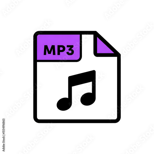 Violet mp 3 file icon on black background