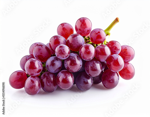 Luscious Single Bunch of Ripe Red Grapes on White Background