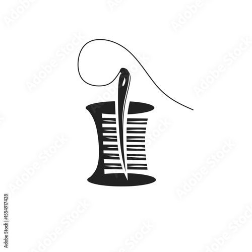 spool with needle icon design element or logo flat type. Vector illustration editable sign.