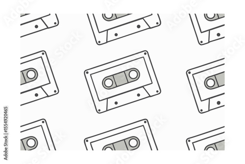 Gray cassette tape pattern on background retro audio music design vector