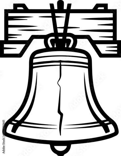 liberty bell line art vector illustration for independence day