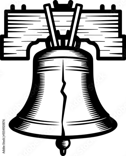 liberty bell line art vector illustration for independence day