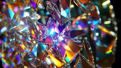 Abstract crystal shards with vibrant colors and refracted light create a mesmerizing visual spectacle. Perfect for backgrounds and design elements related to luxury. Technology. Or abstract concepts
