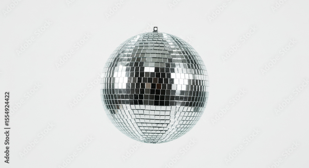 Fototapeta premium Shiny disco ball casting a festive party atmosphere. Light reflection effect for entertainment. Celebration and fun decoration.