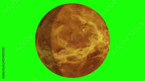 Realistic animation of planet Venus with dense atmosphere and yellow volcanic texture