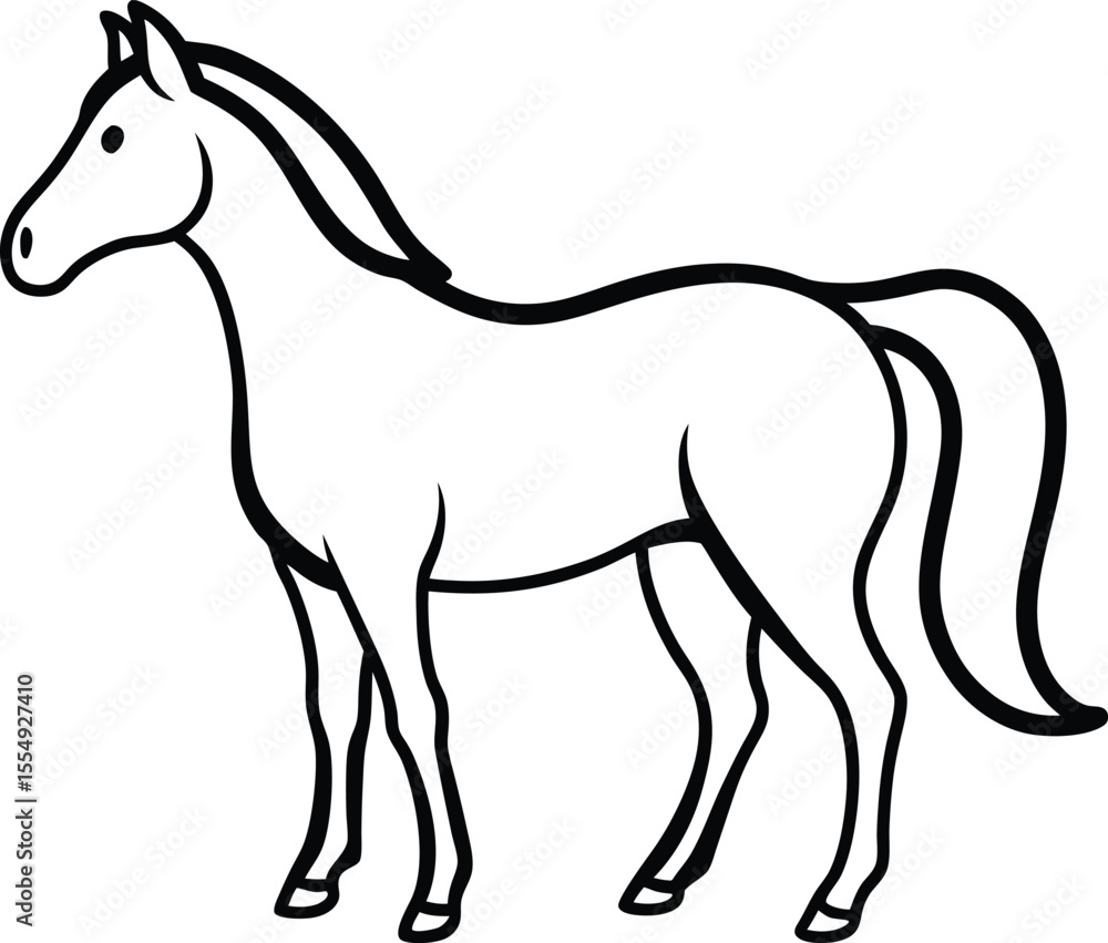 Obraz premium Minimalist Vector of Standing Horse with Elegant Features