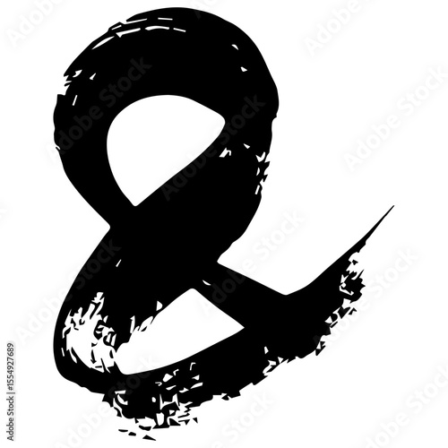 Ampersand black draw paint sign. white background. PNG. JPG. SVG. & icon.