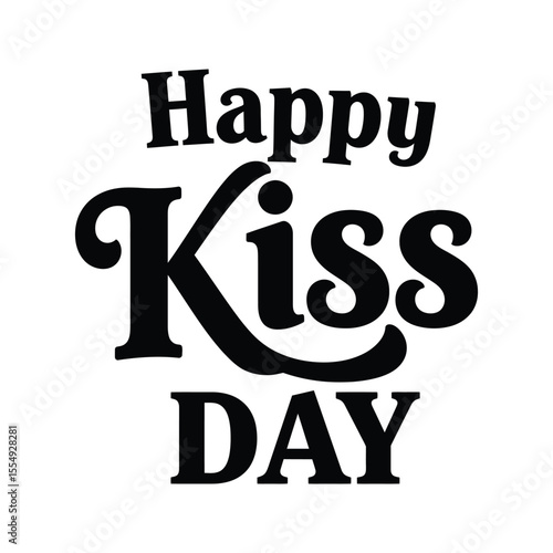 Happy Kiss Day Romantic Typography Design for Kiss Day Celebrations