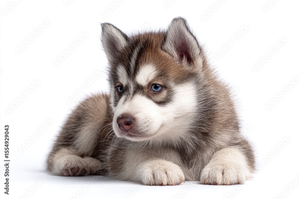Husky puppy resting on white background Husky puppy resting on white background