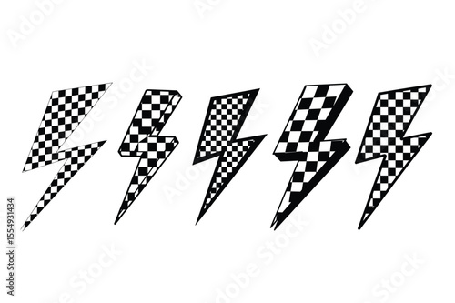 Checkered Lightning Bolt Clipart