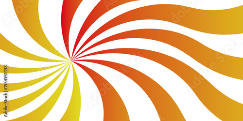 Abstract vivid, radial spiral burst pattern orange and white curved rays. Dynamic and symmetrical,Sunset light retro design. Vintage sunrays swirl sun beam pattern. Swirl texture with stripes,