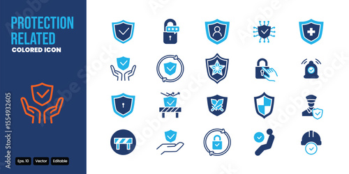 protection colored icon set vector design good for web and mobile app