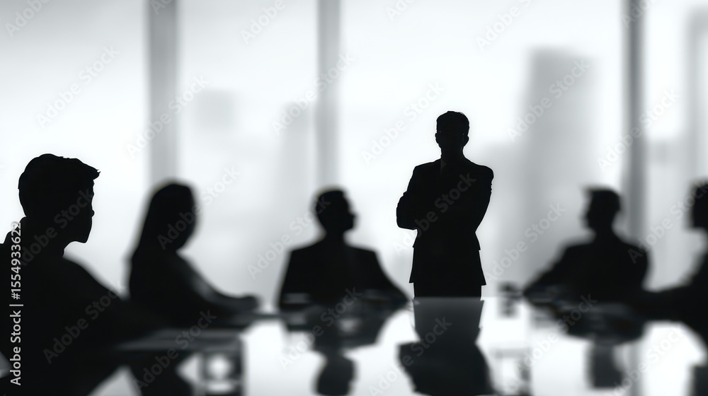 Fototapeta premium Participant leans back in corporate meeting, conveying silent resignation and emotional detachment