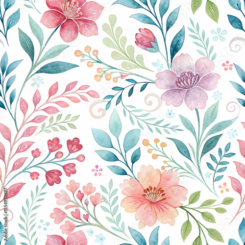 Watercolor pattern design isolated on transparent background  