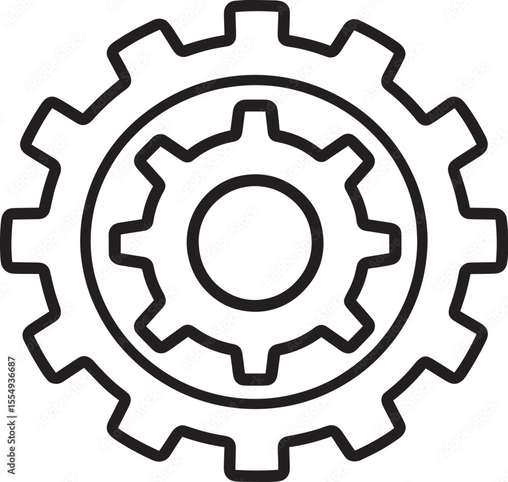 Clean and simple black vector linear outline of a gear. Clean and simple black vector linear outline of a gear.