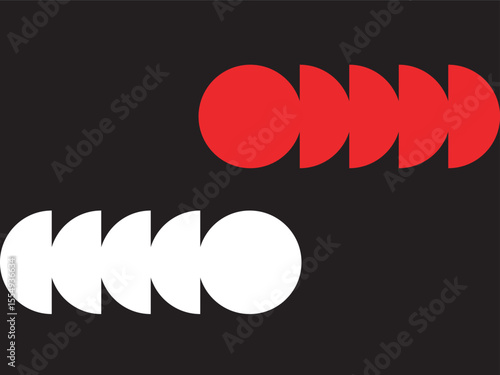 Modern Geometric Circle Segment Arrangement on Black Background Illustration