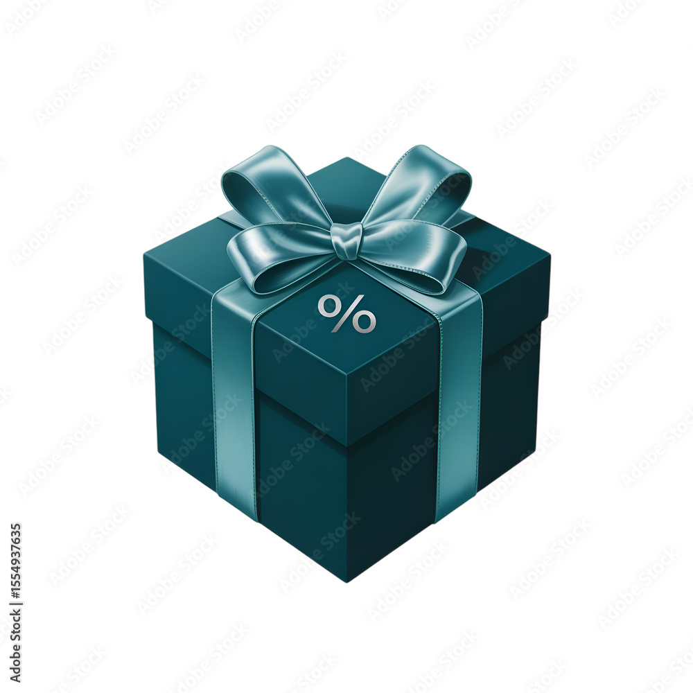 Obraz premium Gift box with ribbon and percentage symbol for discounts 