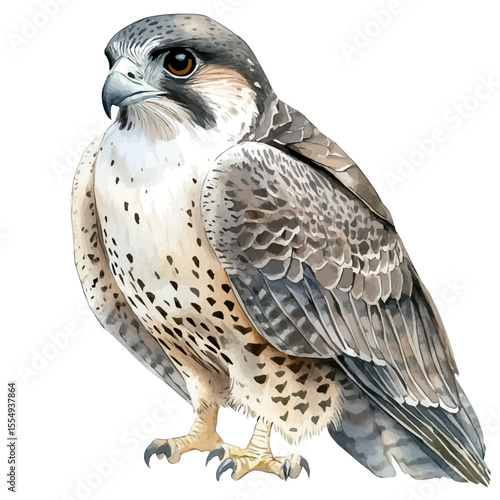 watercolor of Falcon Close Up, vector, isolated on a white background.