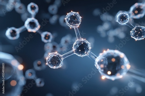 Glowing molecules connect, science background, research