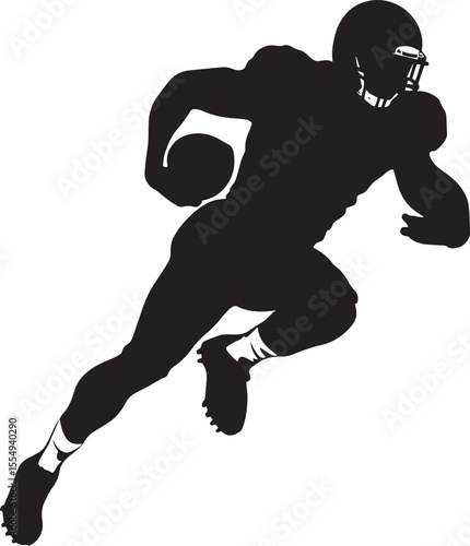 A player running back on defense, focused on the ball or opponent, aiming to intercept, full-length silhouette vector.
