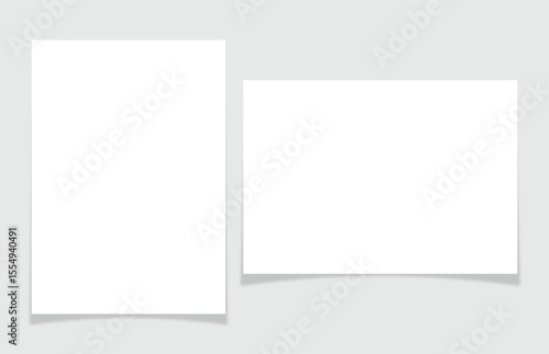 Blank Paper Mockup – Vertical and Horizontal Sheet on Light Background. Ideal for showcasing flyer, letterhead, poster, or branding designs in both orientations.