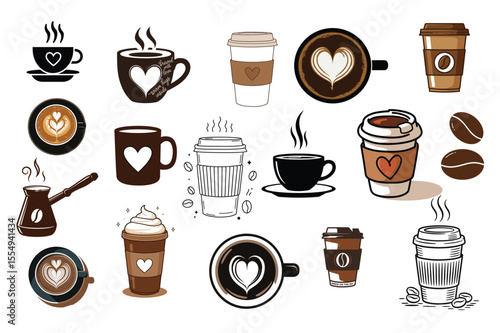 Chic Coffee Cup Clipart Set