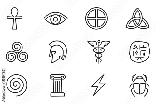 Ancient symbols and cultural icons vector illustration