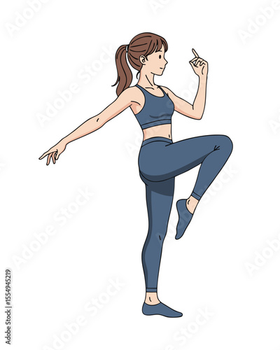 Woman Exercising in Activewear Vector Illustration.