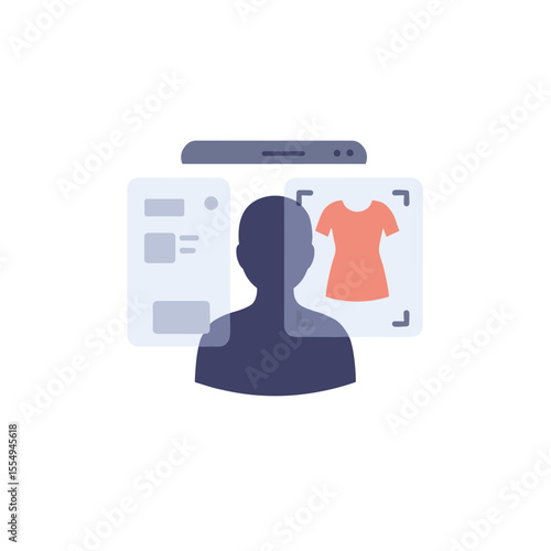 User interacting with virtual fitting room on digital interface