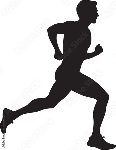 Silhouette of a Man Running Full-length black vector illustration of a person mid-stride with arms pumping and legs extended forward.