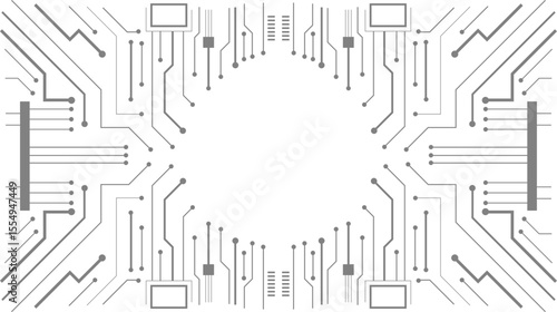 Tech Circuitry: A clean, sharp, high-tech image featuring intricate lines forming a circuit board pattern, perfect for design and innovation concepts, demonstrating the architecture of technology.