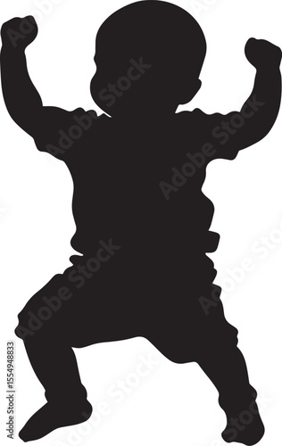 Vector Illustration of a Baby Dancing Silhouette of a baby happily bouncing, arms moving in time with music.
