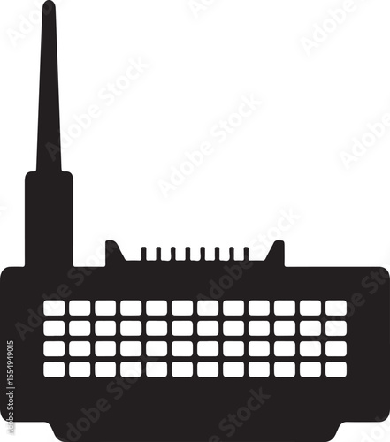 Modern radio communication device with antenna and grid pattern silhouette